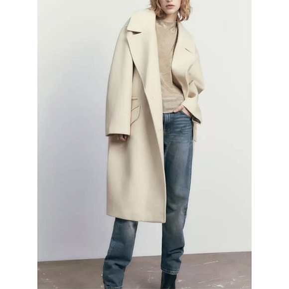 Zara oversized cream coat - Picture 10 of 17